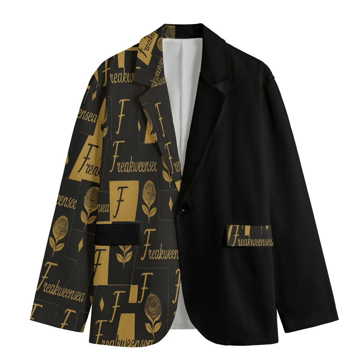 Freakweensea Men's Casual Flat Lapel Collar Blazer | 245GSM Cotton