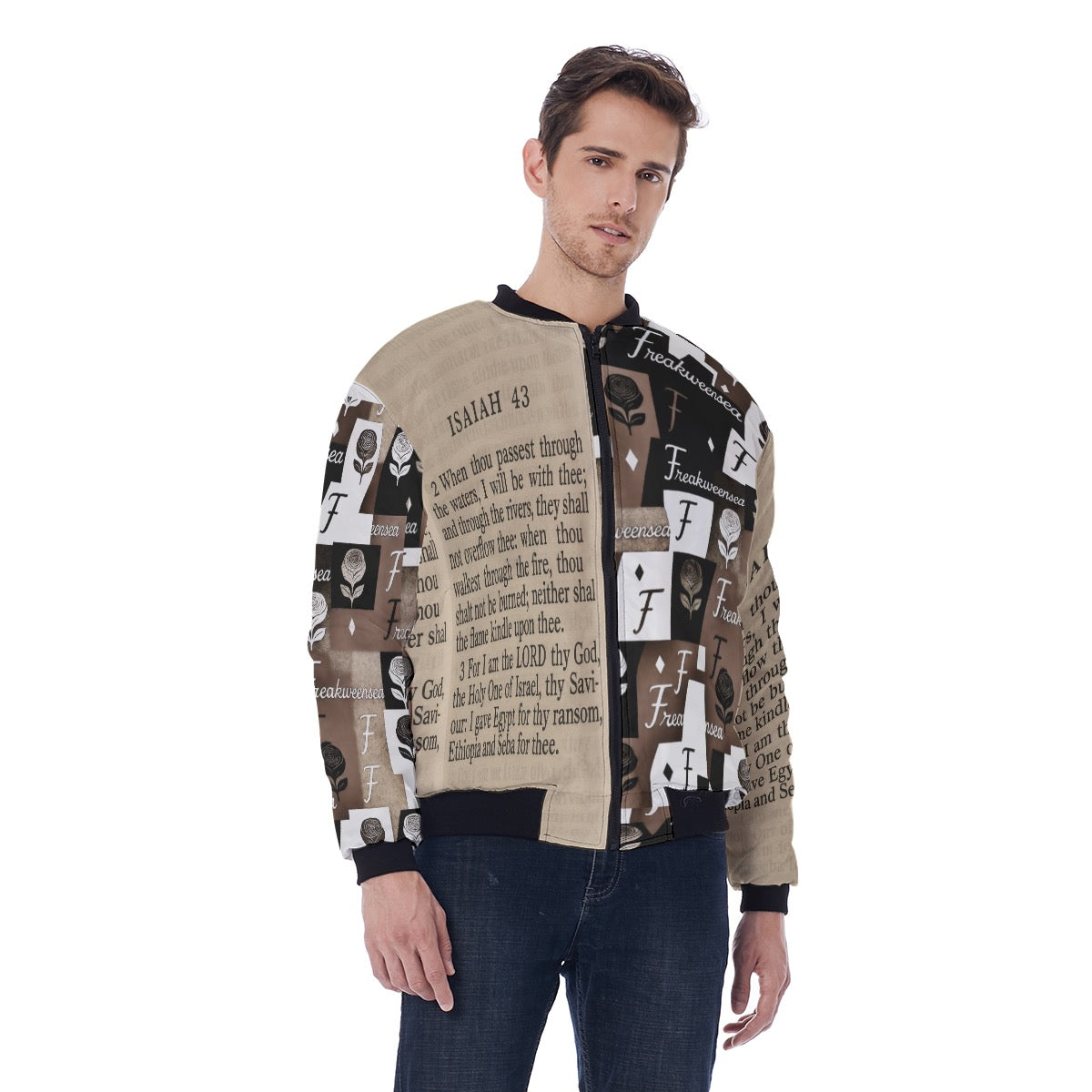 Freakweensea Men's Bomber Jacket Without Sleeve Pocket