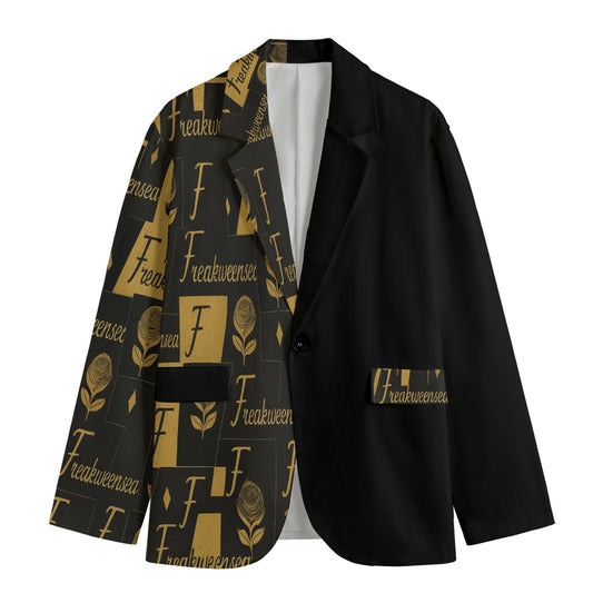 Freakweensea Men's Casual Flat Lapel Collar Blazer | 245GSM Cotton