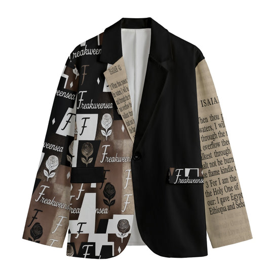 Freakweensea Men's Casual Flat Lapel Collar Blazer | 245GSM Cotton